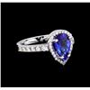 Image 1 : 2.33 ctw Tanzanite and Diamond Ring - 14KT White Gold