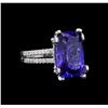 Image 1 : GIA Cert 8.69 ctw Tanzanite and Diamond Ring - 14KT White Gold