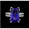 Image 2 : GIA Cert 8.69 ctw Tanzanite and Diamond Ring - 14KT White Gold