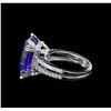 Image 3 : GIA Cert 8.69 ctw Tanzanite and Diamond Ring - 14KT White Gold