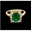 Image 2 : 14KT Yellow Gold 2.50 ctw Emerald and Diamond Ring