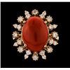 Image 2 : 5.07 ctw Coral and Diamond Ring - 14KT Rose Gold