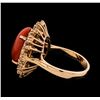 Image 3 : 5.07 ctw Coral and Diamond Ring - 14KT Rose Gold