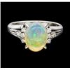 Image 2 : 2.09 ctw Opal and Diamond Ring - Platinum