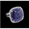 Image 1 : 15.64 ctw Blue Sapphire and Diamond Ring - 14KT White Gold