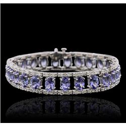 14KT White Gold 19.75 ctw Tanzanite and Diamond Bracelet