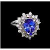 Image 1 : 3.33 ctw Tanzanite and Diamond Ring - 14KT White Gold