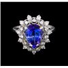 Image 2 : 3.33 ctw Tanzanite and Diamond Ring - 14KT White Gold