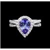 Image 2 : 1.97 ctw Tanzanite and Diamond Ring - 14KT White Gold