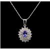 Image 1 : 14KT White Gold 0.77 ctw Tanzanite and Diamond Pendant With Chain