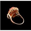 Image 3 : 8.10 ctw Coral and Diamond Ring - 14KT Rose Gold