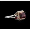 Image 1 : 3.54 ctw Rubellite and Diamond Ring - 14KT White Gold