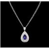 Image 1 : 9.64 ctw Tanzanite and Diamond Pendant With Chain - 14KT White Gold