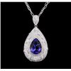 Image 2 : 9.64 ctw Tanzanite and Diamond Pendant With Chain - 14KT White Gold