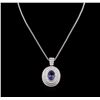 Image 1 : 9.50 ctw Tanzanite and Diamond Pendant With Chain - 14KT White Gold