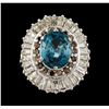 Image 2 : 2.34 ctw Blue Zircon and Diamond Ring - 14KT White Gold