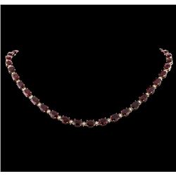 68.31 ctw Ruby and Diamond Necklace - 14KT Rose Gold