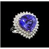 Image 1 : GIA Cert 19.04 ctw Tanzanite and Diamond Ring - 14KT White Gold