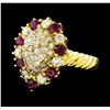 Image 1 : 0.62 ctw Ruby and Diamond Ring - 18KT Yellow Gold