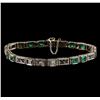 Image 1 : 1.30 ctw Emerald and Diamond Bracelet - 18KT White Gold