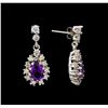 Image 2 : 14KT White Gold 2.72 ctw Amethyst and Diamond Earrings