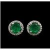 Image 1 : 2.15 ctw Emerald and Diamond Earrings - 14KT White Gold