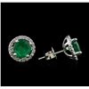 Image 2 : 2.15 ctw Emerald and Diamond Earrings - 14KT White Gold