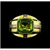 Image 2 : 5.20 ctw Peridot and Diamond Ring - 18KT Yellow Gold