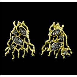 Gold Branches Crystal Earrings - Gold Plated