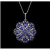 Image 1 : 14KT White Gold 19.19 ctw Tanzanite and Diamond Pendant With Chain