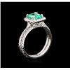 Image 3 : 1.09 ctw Emerald and Diamond Ring - 14KT White Gold