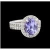 Image 1 : 3.57 ctw Tanzanite and Diamond Ring - 14KT White Gold