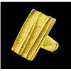 Image 1 : Ridged Style Rectangle Elastic Ring - Gold Plated