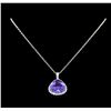 Image 1 : 21.58 ctw Tanzanite and Diamond Pendant With Chain - 14KT White Gold