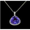 Image 2 : 21.58 ctw Tanzanite and Diamond Pendant With Chain - 14KT White Gold