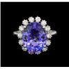 Image 2 : 14KT White Gold 7.48 ctw Tanzanite and Diamond Ring