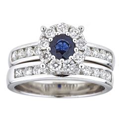 0.59 ctw Sapphire and Diamond Ring - 18KT White Gold