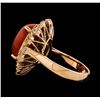 Image 3 : 6.24 ctw Coral and Diamond Ring - 14KT Rose Gold