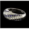 Image 1 : Sapphire and Diamond Ring - 18KT White Gold