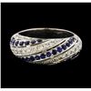 Image 2 : Sapphire and Diamond Ring - 18KT White Gold