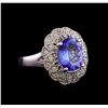 Image 1 : 3.28 ctw Tanzanite and Diamond Ring - 14KT White Gold