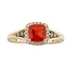 Image 1 : 0.77 ctw Fire Opal and Diamond Ring - 14KT Yellow Gold