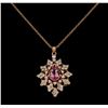 Image 2 : 1.32 ctw Tourmaline and Diamond Pendant With Chain - 14KT Rose Gold