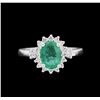 Image 2 : 1.33 ctw Emerald and Diamond Ring - 14KT White Gold