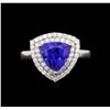 Image 2 : 14KT White Gold 3.40 ctw Tanzanite and Diamond Ring
