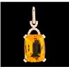 Image 1 : 8.68 ctw Citrine and Diamond Pendant - 14KT Rose Gold