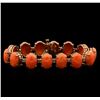 Image 1 : 14KT Rose Gold 65.20 ctw Coral and Diamond Bracelet