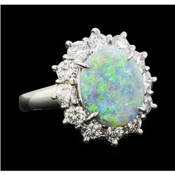 1.77 ctw Opal and Diamond Ring - Platinum