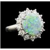 Image 1 : 1.77 ctw Opal and Diamond Ring - Platinum