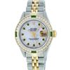 Image 1 : Rolex Two-Tone Emerald and Channel Set Diamond DateJust Ladies Watch